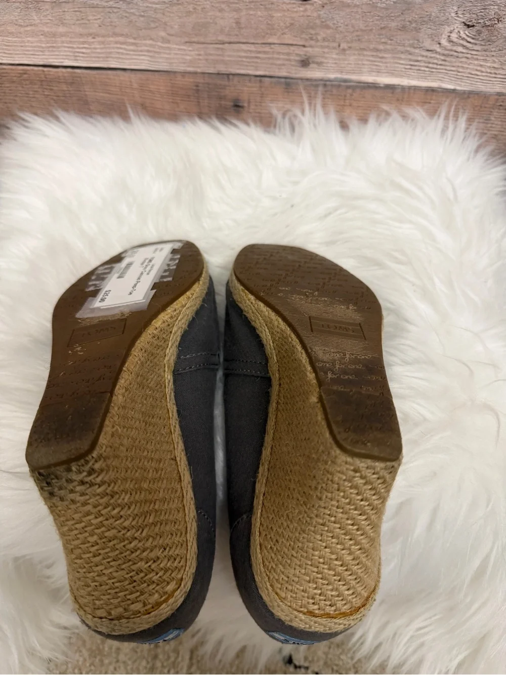 TOMS Grey Peep-Toe Wedge